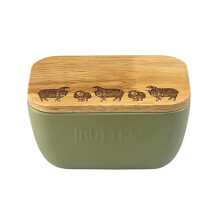 The Just Slate Company Sheep Sage Green Butter Dish