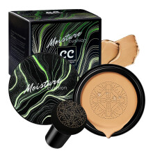 Long Lasting Waterproof Air Cushion Foundation with Soft Mushroom Head, Lightweight Matte CC Cream Buff Beige