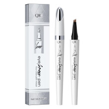 Microblading Eyebrow Pen with 4Prong Fork Tip, Waterproof LongLasting Dark Brown Pencil for Natural Brows