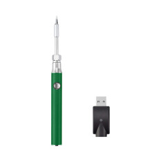 510 Thread Soldering Iron Kit 3-Level Voltage Soldering Iron Pen with Soldering Iron Tip 1100mAh USB Rechargeable Green