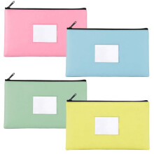 4 Pack Money Bags with Zipper, Cash Wallet Pouches with Label for Coins Bills Cosmetics Tools