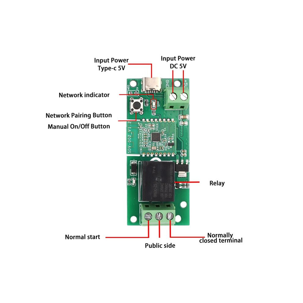 Dc5v Single-Channel Wifi Relay Module: Momentary-To-Hold, Microlink App Control With Type-C Interface 4711493936320