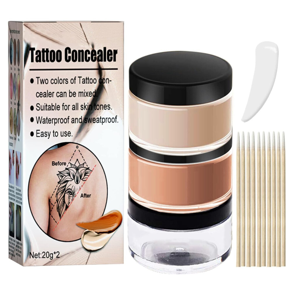 Light/Dark Tattoo Cover Up Waterproof Concealer Set, 2 Colors LongâLasting Natural Coverage For Scars And Vitiligo