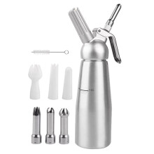 Dozownik do Bitej Śmietany O Pojemności 500 Ml, Przenośny Aluminiowy Dozownik do Kremu, Pianka do Ciasta, Syfon, Butelka z Wyciskaczem, Kuchenne