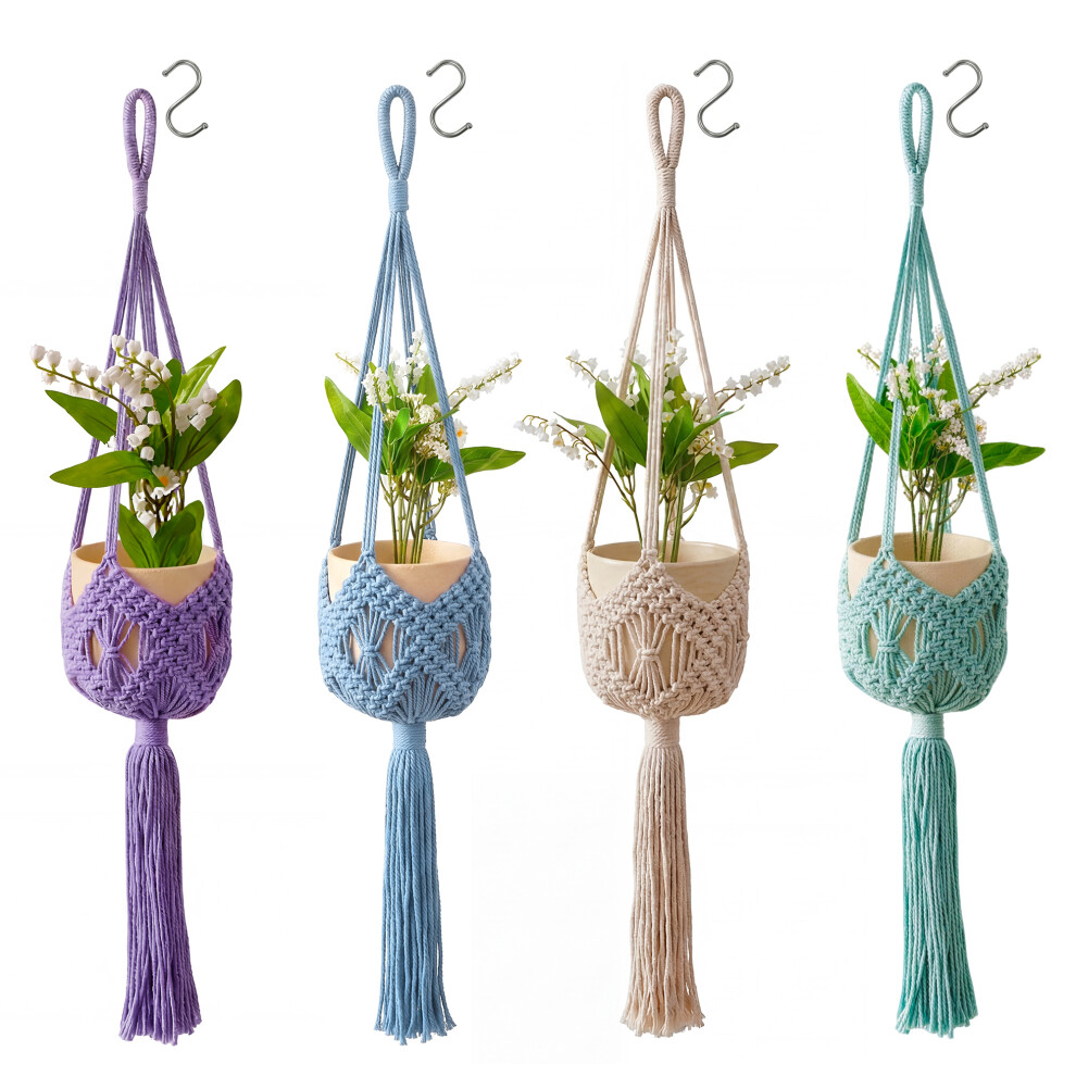 Deao Toys 4 Pack Hanging Basket Indoor Outdoor Hanging Plant Pots Indoor Outdoor Pot Holder (Plant & Pot Not Included)