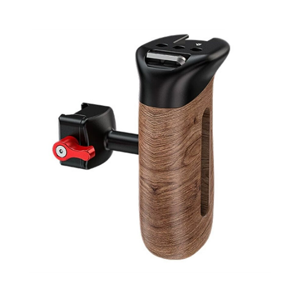 Universal Quick Release Side Handle Grip Wooden Handle With 1/4"Thread Holes Cold Shoe For Dslr Camera Camera Cage A 6031871888651