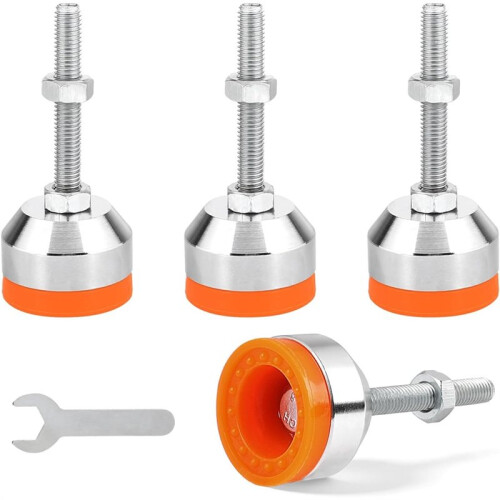 4x Leveling Feet,Heavy Duty Machine Base,M8 X 50 mm,Diameter 40 mm, Adjustable Under Load, with Thread and Rubber Buffer 1
