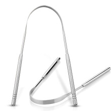 Stainless Steel Tongue Scraper 2 Pack for Adults with Case, Durable Metal Oral Hygiene Cleaner