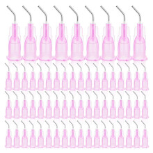 300 Stuks Gebogen Doseertips Stompe Tip Doseernaalden Tandheelkundige Voorgebogen Flow Doseernaaldtips Roze