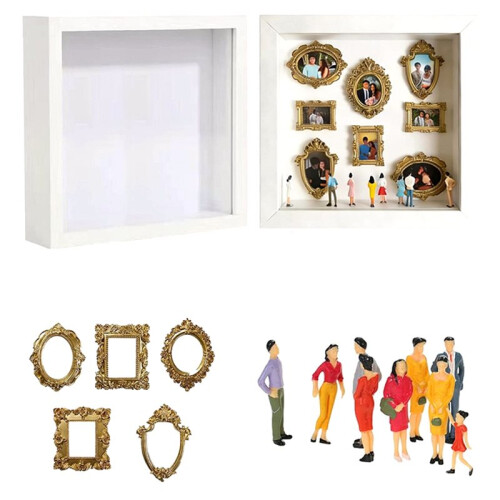 DIY  Museum Silhouette Box Memory Display with  Figurines Frames with Light for Anniversary Wedding Gift White