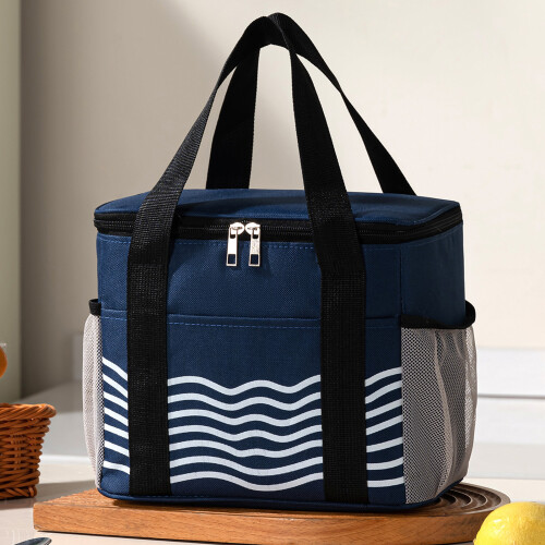 (Navy Blue) Insulated Lunch Bag with Thick Foil 2