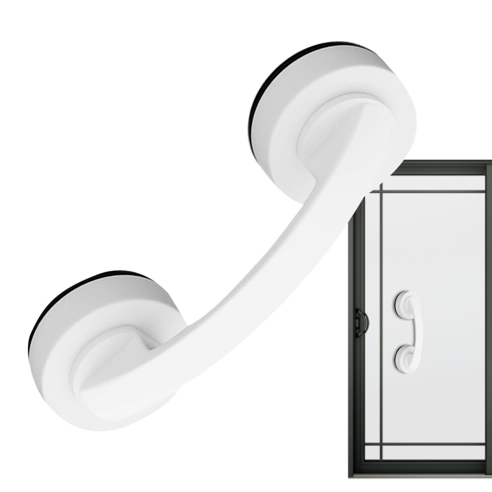 White Suction Cup Shower Handle With Strong Vacuum Grip Safety, Removable Bathroom Grab Bar