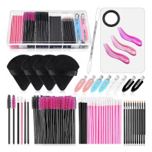 Disposable Makeup Applicators Kit with Triangle Puff Mixing Palette, Supplies Disposable Mascara Wands, Lip Brushes