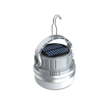 Lampe de Camping Portable Étanche, Rechargeable par USB et Énergie Solaire, Batterie 3000 MAh, 6 Vitesses Réglables, Grise