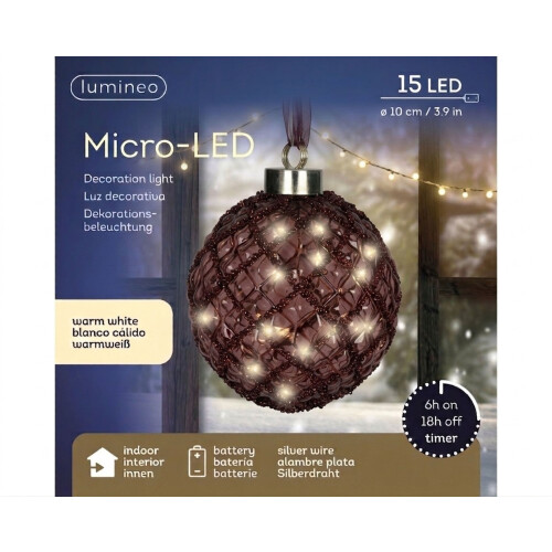 Plum Micro LED Ball Light Hanging Battery Bauble 10cm 1