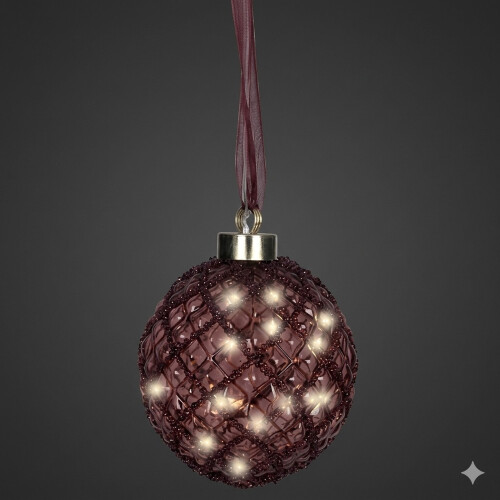 Plum Micro LED Ball Light Hanging Battery Bauble 10cm 2
