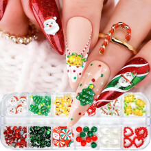 Christmas Nail Charms Set with Santa Snowman Tree Heart Festive 3D Nail Art Decorations Multicolor