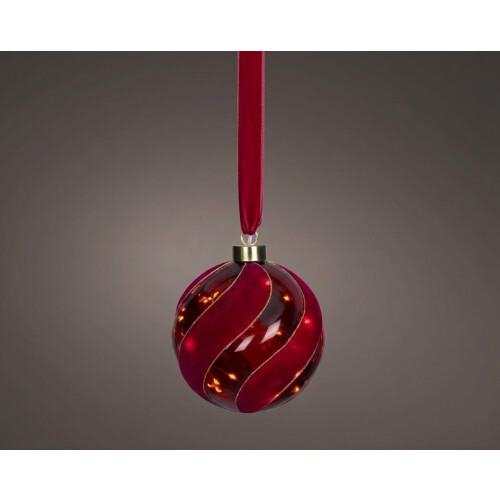 Red Micro LED Ball Light Hanging Battery Bauble 10cm 1
