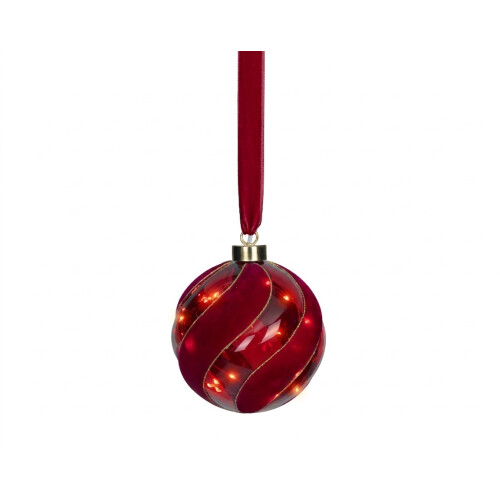 Red Micro LED Ball Light Hanging Battery Bauble 10cm 2