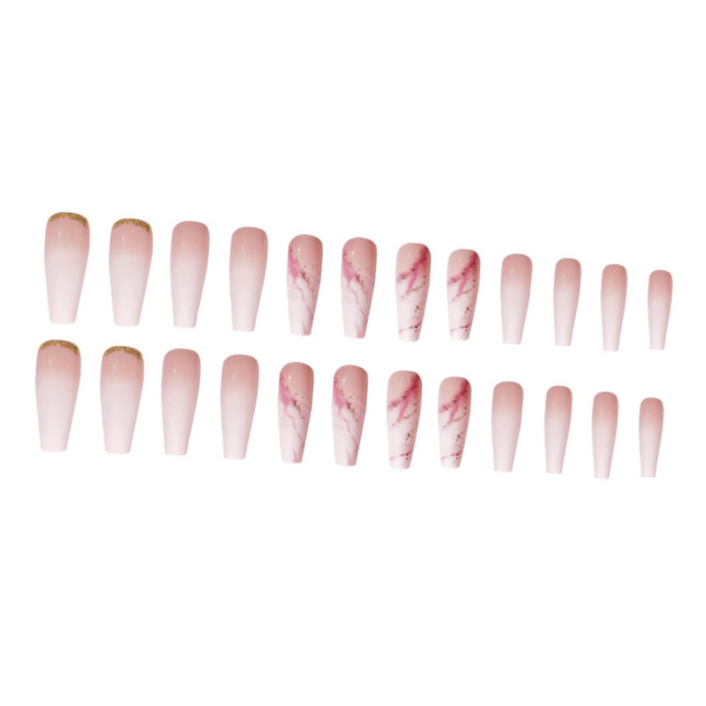 Fake Nails 24pcs SelfAdhesive Full Cover Press On Nail Tips Ballet Shape Shiny Decorative Finish