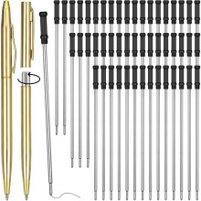 50 Pezzi di Penna A Sfera Sottile In Metallo da 4,5 Pollici, Ricarica di Inchiostro da 1 mm per Penne In Legno Pregiato, Penna A Sfera A Torsione per