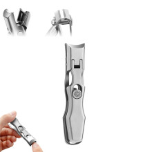 Ultra Sharp Stainless Steel Wide Jaw Nail Clippers for Thick Toenails and Seniors with Anti Splash Catcher (A1)