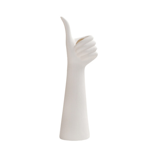 Daumenförmige Keramikvase, schwarz oder weiß, 22 x 10 cm & 28 x 7 cm
