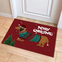 (B) Funny Dachshund Christmas Doormat for Winter Welcome