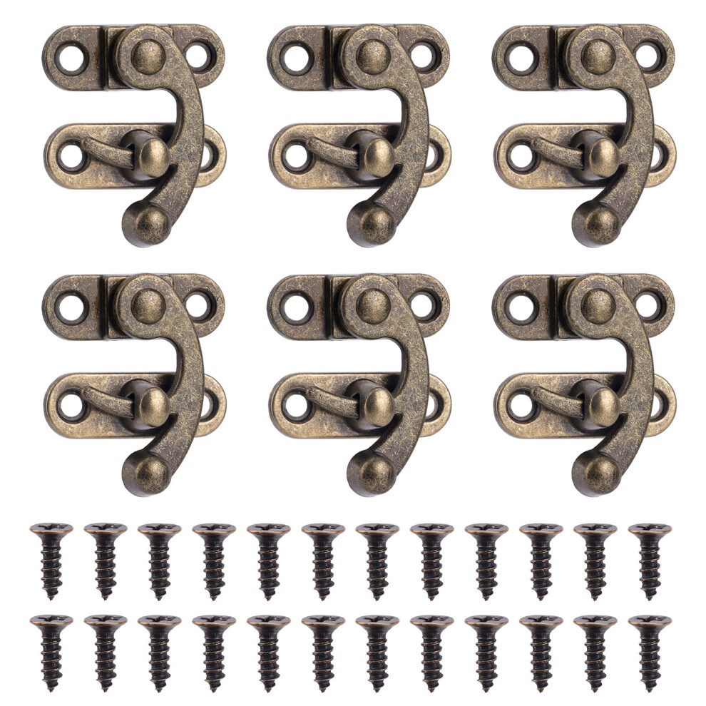 6Pcs Mini Swing Arm Clasp Latch With Screws, Vintage Bronze Closure For Jewelry And Wooden Boxes 9073542564089