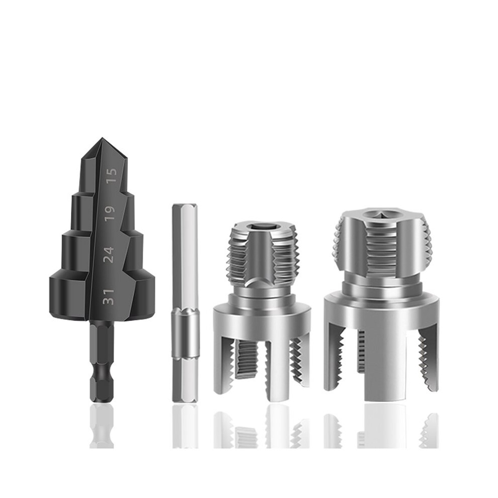 1/2 3/4 Ppr/Pvc Water Pipe Threader Internal External Threading Triple-Flute Counterbore Drill Bit Plastic Pipe Threader 4711200176100