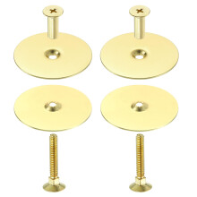 Door Hole Cover Plate 4 Set, 25/8' Round Deadbolt Cover Plate, Imitation Gold Metal with Screws