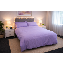 (Lilac, Double) Plain Duvet Cover, Quilt Cover Set with Pillowcases, Bedroom Bedding Bed Set in following colours and Sizes