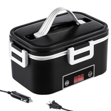 80W Electric Lunch Box 1.8L with Temperature Display, Portable Heated Food Warmer for Adults, Black US Plug