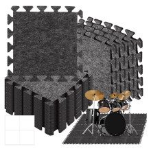 16 Pcs High Density Sound Absorbing Interlocking Floor Mats, 11.8 X 11.8 Inches for Music Studios/Home