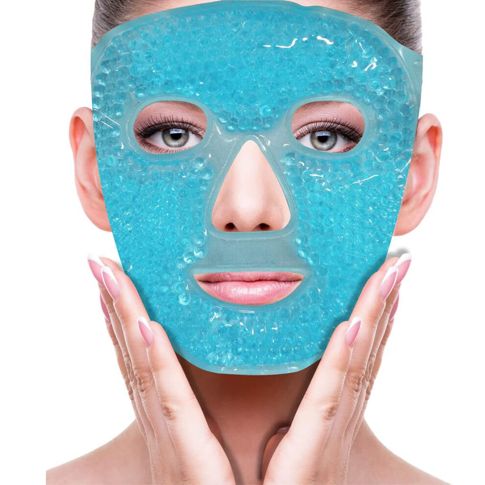 Blue/Dark Gel Bead Face Mask Hot Cold Eye Mask For Puffy Eyes Circles And Headache Relief