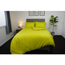 (Lime Green, Double) Plain Duvet Cover, Quilt Cover Set with Pillowcases, Bedroom Bedding Bed Set in following colours and Sizes