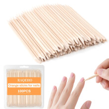 100pcs DoubleSided Orange Sticks for Nails 4.5' Wooden Cuticle Pusher for Manicure and Pedicure