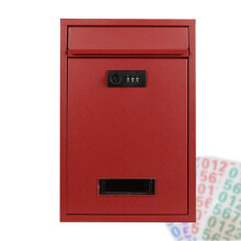 Red Wall Mount Mailbox with Combination Lock, Transparent Cover, WeatherResistant Steel