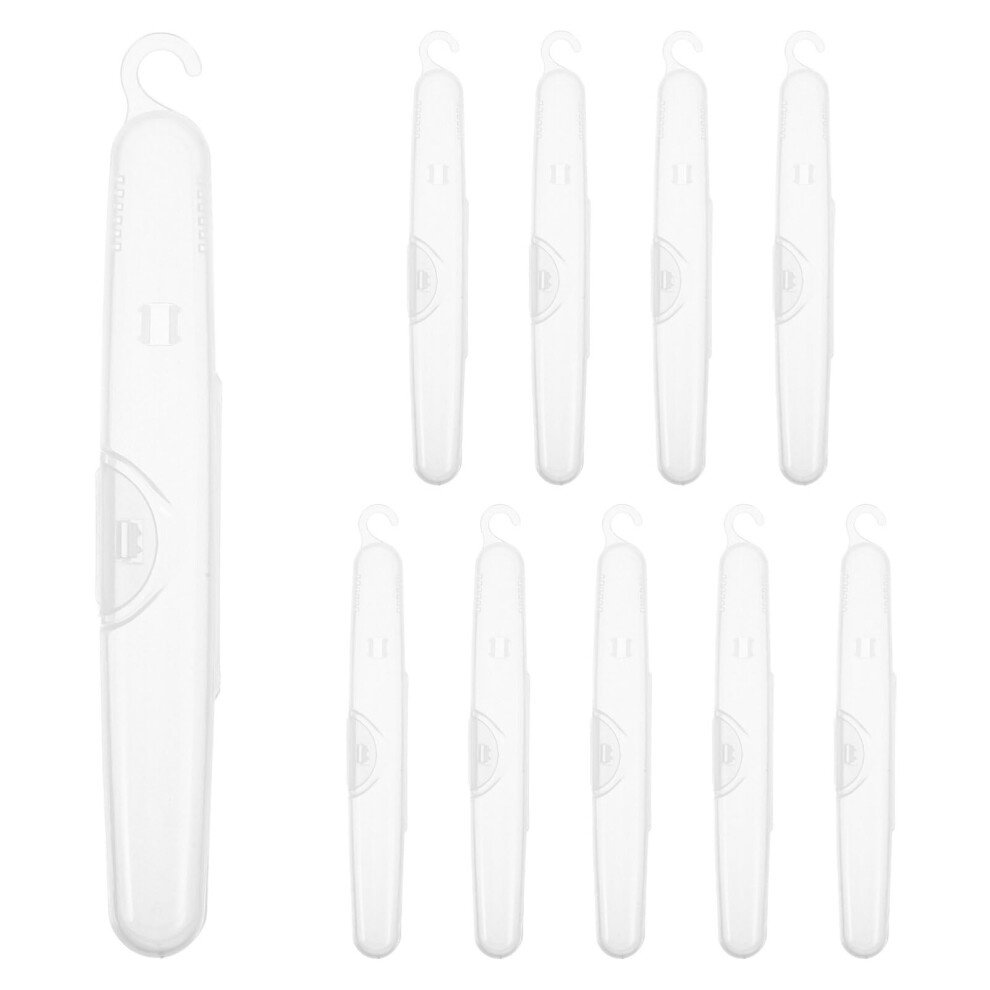 Toothbrush Travel Case Set 10pcs PP Holder with Ventilated Drying Holes and Snap Closure for Home and Travel