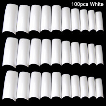 (100pcs White) 50pcs French False Nails Acrylic UV Gel Tips