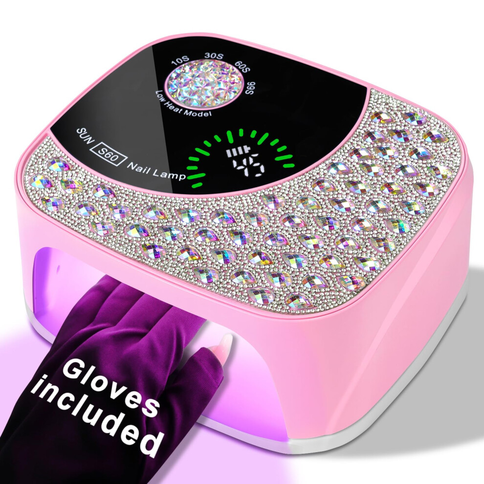 Pink Uv Led Nail Lamp Cordless Rechargeable Gel Polish Dryer With 4 Timers And Infrared Sensor