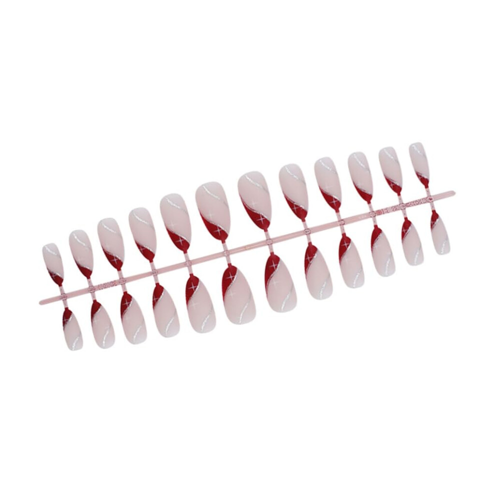 Almond Press On Nails for Women with Glue, Artificial Acrylic Fake Nails 24pcs BreakageResistant Set