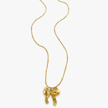 (Slim Glossy) Elegant Stainless Steel Bow Necklace for Women