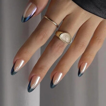 24pcs Almond Shape French Tip Press On Nails Glossy Finish False Nails Set for Any Occasion