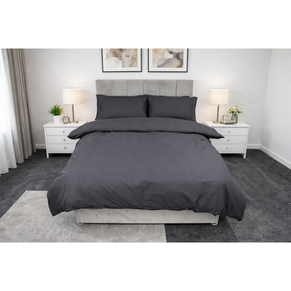 Photos - Other Textiles Plain Duvet Cover, Quilt Cover Set with Pillowcases, Bedroom Bedding Bed Set in following colours and Sizes(Black, Double)