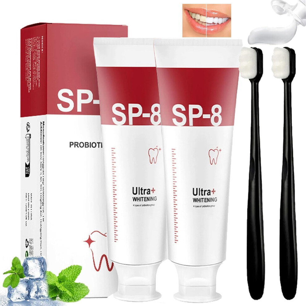 SP8 Natural Whitening Toothpaste Set, Gentle Daily Care Formula for LongLasting Fresh Breath (2PC)