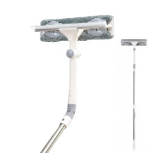 56 Inch Window Cleaning Kit with Extension Pole, 2in1 Bendable Head Squeegee for Windows