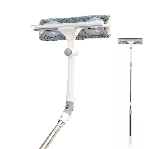 56 Inch Window Cleaning Kit with Extension Pole, 2in1 Bendable Head Squeegee for  Windows