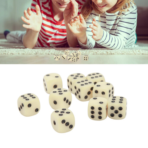 30PCS Beige 16MM Plastic Dice Set for Board & Math Games