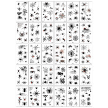 30 Sheets Halloween Temporary Tattoos for Adults and Kids, 3D Spider Web Face Tattoo Stickers Easy Apply & Remove
